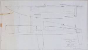 12' SAILING DINGHY: Ben Lexcen original plans, drawings & blueprints, set of 4 drafting film & graph paper sheets