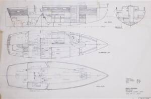 REVOLUTION 36: Ben Lexcen original plans, drawings & blueprints, 1979-80, set of 20 drafting film & graph paper sheets.