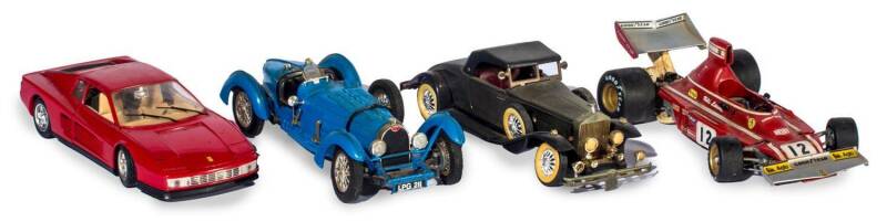 TOY CARS, collection of toy cars, mostly Ferrari or Bugatti.