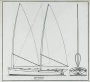 SCHOONER REVOLUTION 35: Ben Lexcen original plans, drawings & blueprints, c1980, set of 3 drafting film sheets.