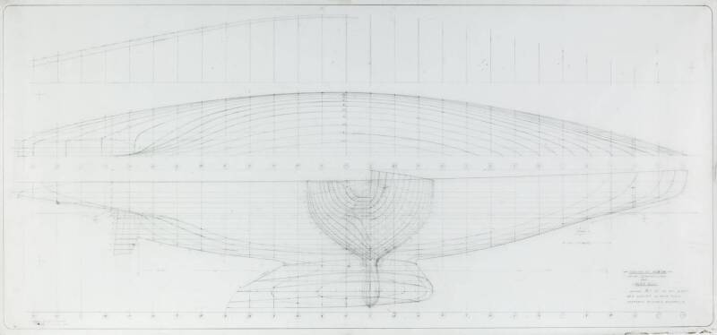 ALAN BOND'S INTERNATIONAL 12 METRE: Ben Lexcen original plans, drawings & blueprints, one drafting film sheet.