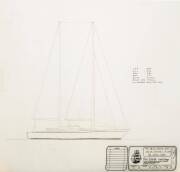 40' CAT RIGGED SCHOONER: Ben Lexcen original plans, drawings & blueprints, set of 3 drafting film sheets.