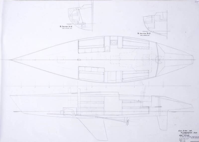 TWO-TONNER: Ben Lexcen original plans, drawings & blueprints, 1980, set of 7 drafting film sheets.