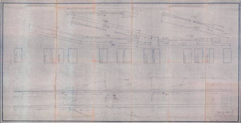 MASTS: Files with notes, correspondence, diagrams from Stearns Masts, including set of drawings including Spar data sheets, 12M lower runner tang, 12M design topping lift, 12M design HS t-fitting, 12M design feeder, Sample mast layout for 12M, 12M exits,