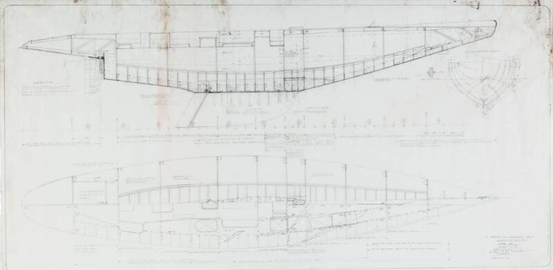 "CHALLENGE 12" KA 10: Ben Lexcen original plans, drawings & blueprints, c1981, set of 6 drafting film, graph paper & blueprint sheets