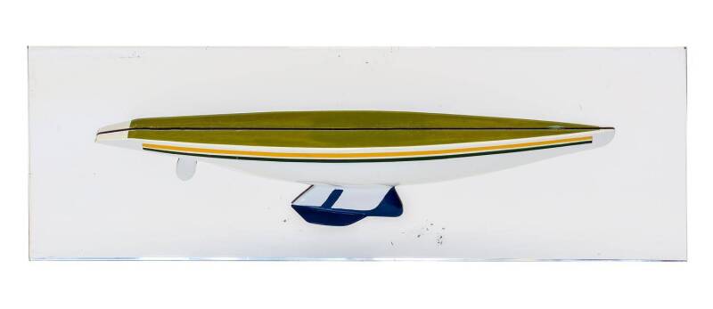 "AUSTRALIA II KA6 1983", GRP Model with mirror backing, size 50x18cm. [Successful challenger in 1983 America's Cup]