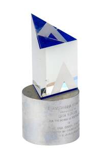 AUSTRALIAN DESIGN AWARD, 14cm tall, engraved "The Australian Design Award, Presented to, Ben Lexcen, For the Design of Australia II, by The Hon. Barry Jones M.P., Minister of Science & Technology, Sydney, 21 December, 1983".