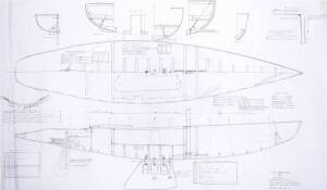 5.5 YACHT FOR AL (ALAN BOND): Ben Lexcen original plans, drawings & blueprints, 1983, set of 4 graph paper sheets.