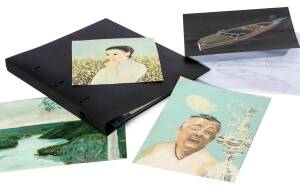 Collection of Ben Lexcen oil paintings, pastel drawings, watercolours & pencil drawings, including images of Alan Bond with America's Cup, Margot Fonteyn, landscapes, figure studies & still lifes