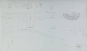 ALAN BOND'S "APOLLO VI" ONE TONNER: Ben Lexcen original plans, drawings & blueprints, 1985, set of 6 drafting film & graph paper sheets.