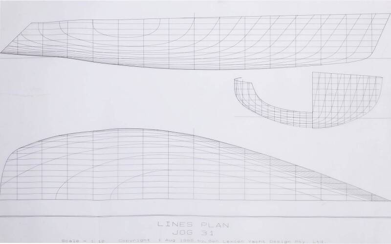 JOG 31: Ben Lexcen original plans, drawings & blueprints, 1985, one drafting film sheet.