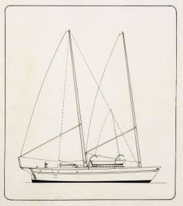38.5 METRE CHARTER YACHT : Ben Lexcen original plans, drawings & blueprints, 1985, set of 2 drafting film sheets.