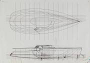 EUREKA 34' FOR J.BANNENBERG: Ben Lexcen original plans, drawings & blueprints, c1986-87, set of 6 drafting film & computer paper sheets.