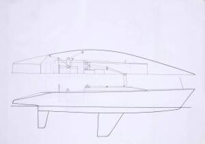 58' IOR: Ben Lexcen original plans, drawings & blueprints, one drafting film sheet.