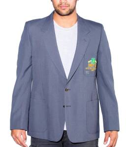 BEN LEXCEN'S 1987 AMERICA'S CUP BLAZER, grey blazer, with embroidered boxing kangaroo & "America's Cup Defence 1987/ 1974, 1977, 1980, 1983, 1987" on pocket,
