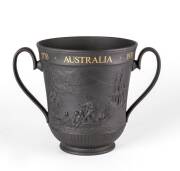 A Captain Cook Royal Doulton black basalt loving cup  - 2