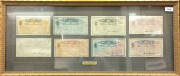 United Commercial Travellers', 1905-1912 'Bona Fide Travellers Certificate' issued to Henry Napier Anderson for Victoria (7) and 1912 New Zealand, affixed to backing paper at corners and framed (85 cm x 37cm), condition varied, (1909 faded), sold 'as is'.