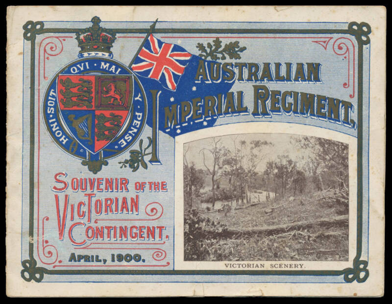 EPHEMERA: BOER WAR, A.I.F 'Souvenir of the Victorian Contingent, April 1900', 14pp containing monochrome photographs of officers, mounted processions and mounted patrols, light soiling. Rare.