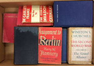 LITERATURE: Carton of titles with 'Khaki & Gown' Field Marshall Lord Birdwood, WWII titles including 'The Second World War' 3 volumes, and 'Step by Step' by Winston Churchill, 'Haldane 1865-1915 The life of Viscount Haldane of Cloan K.T., O.M.' Major-Gene