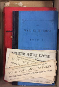 LITERATURE: T.D. WANLISS 'The War in Europe 1870-1; with An Enquiry Into Its Probable Consequences.' 204pp softbound including fold out map of 'Paris and its Fortifications' (1871), plus political publications 'The Bars to British Unity or A Plea for Nati