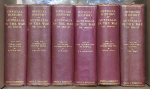 LITERATURE: WWI, 'Official History of Australia in the War of 1914-18' by C.E.W Bean et al, 12 volumes, hardbound, some toning on the flyleaves and page edges otherwise in fine condition. 