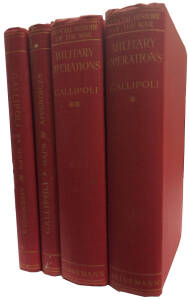 LITERATURE - WWI: GALLIPOLI 'Official History of the War - Military Operations, Gallipoli' (1929-32) compiled by C. F. Aspinall-Oglander, hardbound, 2 volumes plus 'Maps and Appendices' 2 volumes complete with 11 loose fold out maps, some in colour, in go