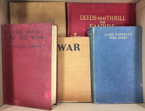 LITERATURE: WWI, 'Deeds That Thrill an Empire' Vol 1, 440pp, 462 b/w illustrations h/b, 'The Soul of the War' Philip Gibbs (1915) 362pp, 'Lord Riddell's War Diary 1914-18' (1933) 387pp, 'War' Ludwig Renn (1929) in English, 364pp, 'Revolt in the Desert' T.