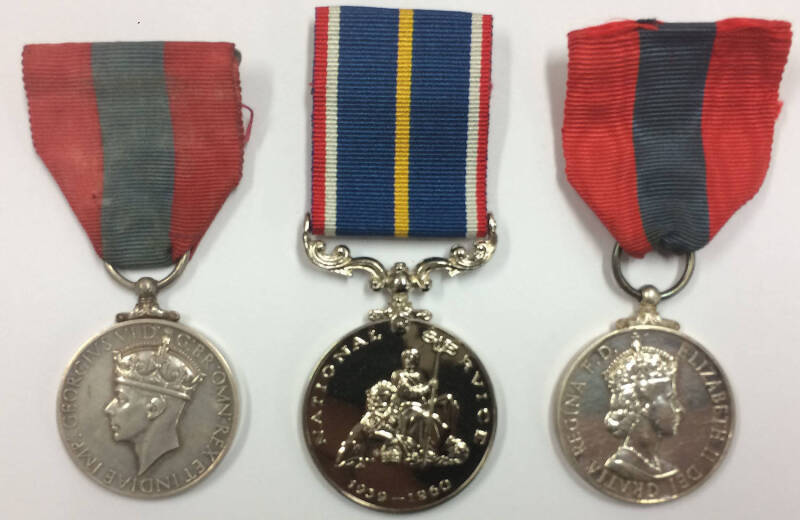 MEDALS: GREAT BRITAIN: Imperial Service Medal, MY #29; KGVI 1938-48 'INDAE: IMP'; and QEII 1955 'DIE GRATIA' varieties; plus Royal British Legion National Service Medal, all cased, condition varied.