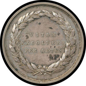 MEDALLIONS: AUSTRALIA, 1880 Melbourne International Exhibition silver (51mm) Queen Victoria veiled bust facing left 'H.STOKES' in truncation 'MELBOURNE INTERNATIONAL EXHIBITION MDCCCLXXX', reverse '"VITAM / EXCOLVERE / PER ARTES"' in center of enclosed wr