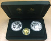 ONE HUNDRED DOLLARS:&nbsp;'The Sydney 2000 Olympic Silver Coin Collection' (#1198) cased set comprising gold $100 'Preparation - Athletes (2)' 10.021g 99.99% plus silver $5 'Reaching the World (2)' and 'Koala & Red Flowering Gum' each 31.6g 99.9%.&nbsp;