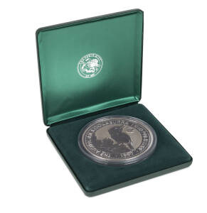 THIRTY DOLLARS: 1997 'Walking Liberty Privy Mark Kookaburra Coin' (#186), one kilogram .999 silver in green leather presentaion box with cardboard outer.