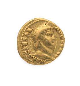 NERO AD 54-68, Gold Aureus, (7.17g 18mm) Struck AD 65-66, Sear #1930 RIC #52, 'NERO CAESAR AVG[VSTVS]' laureate head facing right, rev. 'IVPPITER CVSTOS', Jupiter seated left holding thunderbollt and sceptre, aVF.