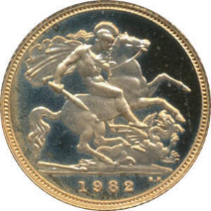 GREAT BRITAIN: QEII 1982 Proof Half-Sovereign in vinyl case.