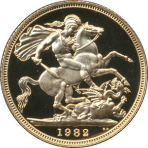 GREAT BRITAIN: QEII 1982 Proof Sovereign in vinyl case.