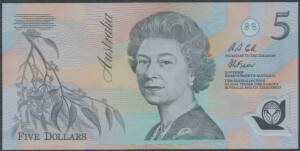 $5 Polymer general prefixes, 1992 Fraser/Cole x18, 1993 Fraser/Evans x1 and 2001 Macfarlane/Evans x8, Unc.