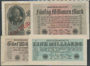 GERMANY: 1917-23 1m to 500,000,000m Reichbanknote&nbsp;Inflation group, condition varied, mostly aEF.&nbsp;