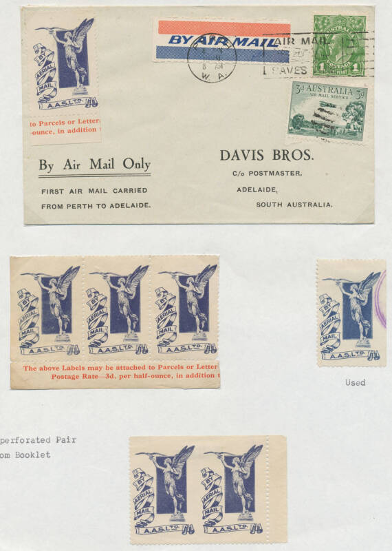 Box with flight covers from Australia including 1931 to UK with KSmith 6d block of 4 (2), 1936 from GB with 'Salvaged from Air Liner/ATHENA' h/s, 1934 MacRobertson Air Race cover signed by "Roscoe Turner", 1954 cover & aerogramme to UK both with Singapor