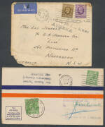 Box with flight covers from Australia including 1931 to UK with KSmith 6d block of 4 (2), 1936 from GB with 'Salvaged from Air Liner/ATHENA' h/s, 1934 MacRobertson Air Race cover signed by "Roscoe Turner", 1954 cover & aerogramme to UK both with Singapor - 3