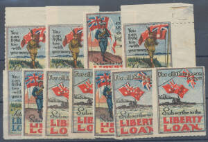 Carton of "Cinderellas" including Australia WWI Liberty Loan labels x10 unused, New Zealand 1906 Exhibition unused set of 7, lots of airmail types etc, Revenues including South Australia Swine Duty six values to 10c mint, Australian Railway stamps, lots 