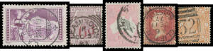 Four old-time albums with some better used items noted including Queensland QV to £1, Victoria 2d Queen-on-Throne, Laureates to 8d, City Express Messenger Despatch Stamp, Roos including CofA 10/- grey & "aniline" pink, KGV Heads to 1/4d, Kooka M/S *, GB 