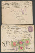 Shoebox of postal history with some Australian WWI content including from Egypt & England, some KGV Penny Red frankings unchecked for shades or varieties, 1910 Department of External Affairs cover with 'SCOTTISH AGRICULTURAL COMMISSION' imprint, 1930s com - 3