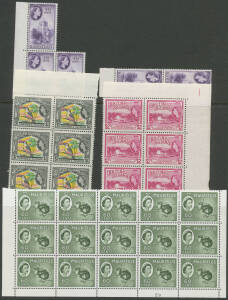 1962-65 Definitives box containing Block Watermark singles, pairs, blocks and part-sheets including Aden to 2/-; Antigua to 24c; Guiana to $2; Honduras 'Self Government' to 25c; Mauritius to 60c; Sarawak to 25c; and St Vincent to 25c. (100s)
