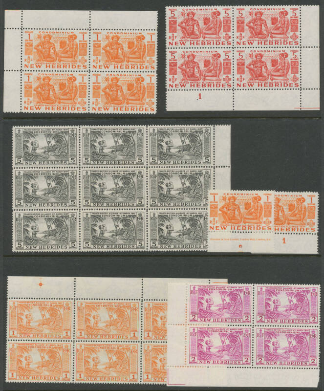 NEW HEBRIDES: Singles, blocks and CTO including 1953 to 5f, 1957 to 5f, then issues to 1970. (100s)