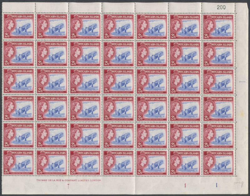 PITCAIRN ISLANDS: 1957-74 part-sheets and large blocks including 1957 Definitives 2/6d SG 38 x70 and CTO block of 10, 1967 Decimal Currency Surcharges, 1969 Pictorials, plus duplicate M/Ss with 1974 Seashells (200+), 1975 Mailboats etc, Cat £2000+. (100s)