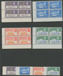SOUTH ATLANTIC ISLANDS: Ascension to 1972 including 1956 to 1/- x34, 1963 10/6d booklet x9; British Antarctic Territory 1963 2/- to 10/- blocks of 4 and singles 2/- to £1 Endurance (no Map), St Helena to 1971 including 1953 to 1/- x20, 1956 Stamp Centenar