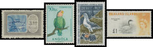 BIRDS: Selection of mostly better definitive/pictorial sets including Angola, Argentina plus Zeppelin 3p60c, Austria, Falklands 1960, French Antarctic 10f Damier, 20f Albatross, 50f Port aux Francais & 200f Albatross, Japan 1950-51, Jordan 1964, New Caled