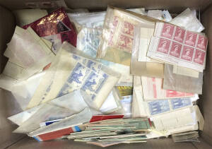 Small carton with thousands of used stamps loose & in packets, also some pre-decimal & mint blocks in packets, and a handy range of mostly pre-decimal booklets. (1000s)