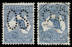 Collection on "Seven Seas" leaves with Roos to 5/- x2, most of the KGV Heads, better Commemoratives including 5/- Bridge CTO with large-part o.g., Robes Thin Paper &pound;1, etc, plus 'OS' Punctures with First Wmk Large 'OS' 2&frac12;d 5d & 9d, Small 'OS' 2&frac12;d & 2/-, e