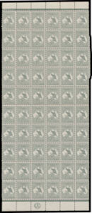 2d grey Die I complete left-hand pane of 60 (6x10, no side margins) with Scratch off Coast of Albany [10] & Scratch from 'E' of 'PENCE' to 'T' of 'POSTAGE' [28/34] BW #7(2)d e & f plus the 'CA' Monogram #7(2)z, generally well centred, unmounted, Cat $4000