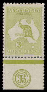 3d olive-green Plate 2 'JBC' Monogram single BW #13(2)zc, light bend in the margin & minor aging, lightly mounted, Cat $1250. Ex Arthur Gray (where described as "vibrant colour" & "very fine"): sold for $US720 (= $A1000 then).